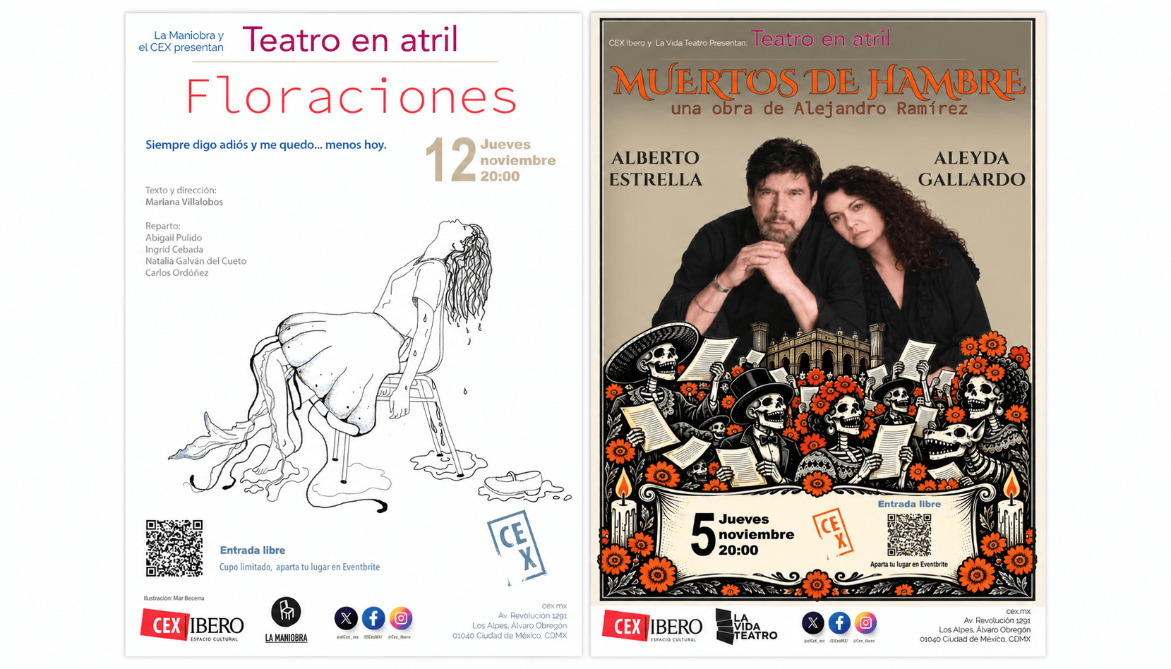 Alberto Estrella y Aleyda Gallardo llegan al CEX IBERO con teatro gratuito por Día de Muertos 