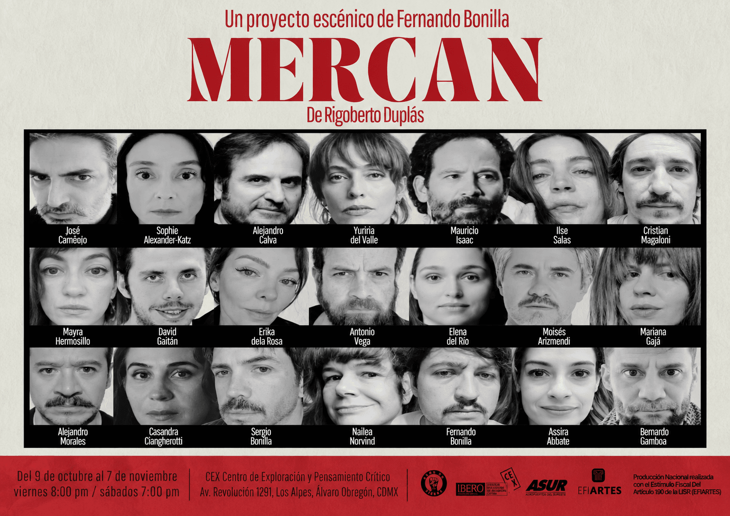 CEX IBERO reunirá a artistas como Fernando Bonilla, Ilse Salas, Nailea Norvind y Casandra Ciangherotti en ‘Mercan’, teatro sin libreto