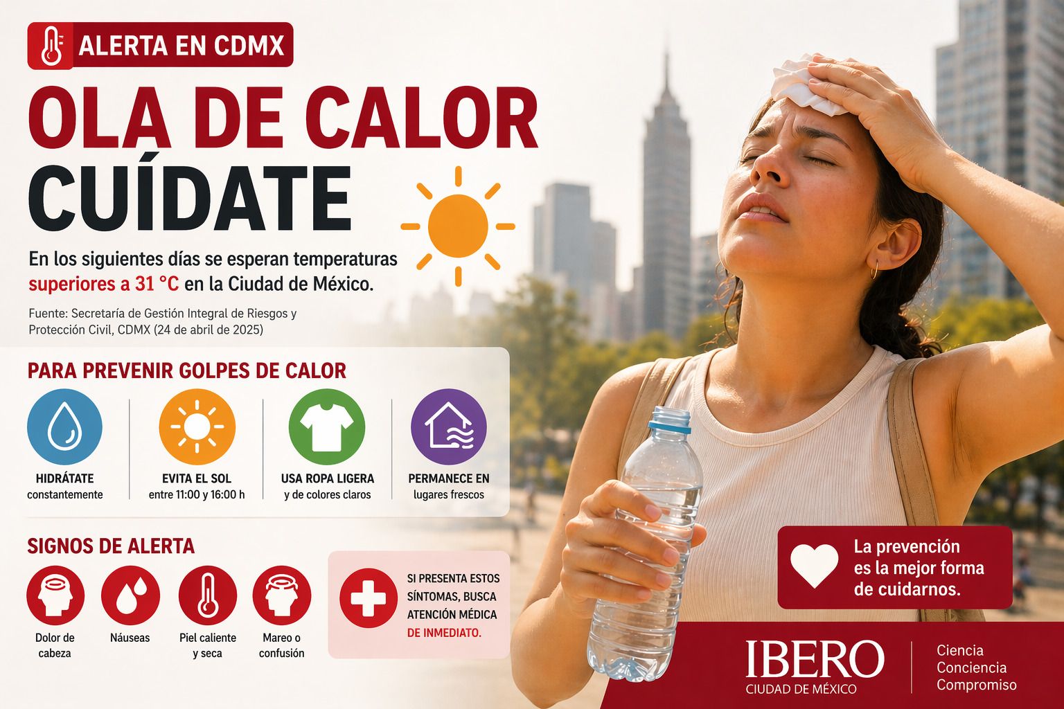 Ola de calor en CDMX: académica IBERO llama a prevenir golpes de calor ante temperaturas superiores a 31°C